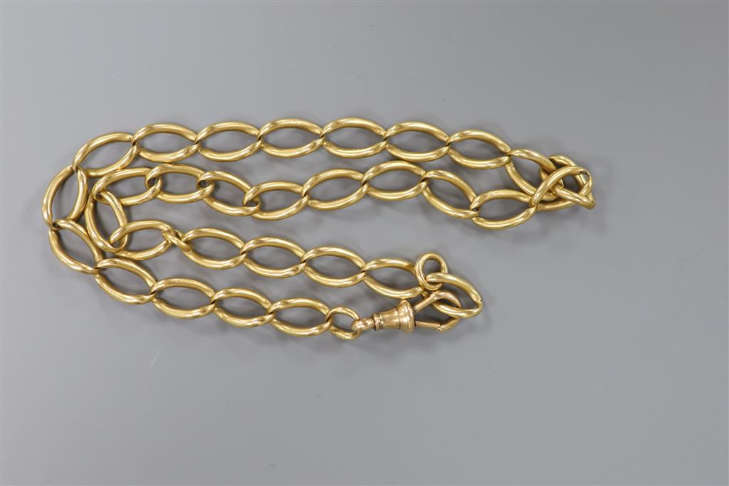 An 18ct gold oval link albert, 40cm, 42.1 grams.